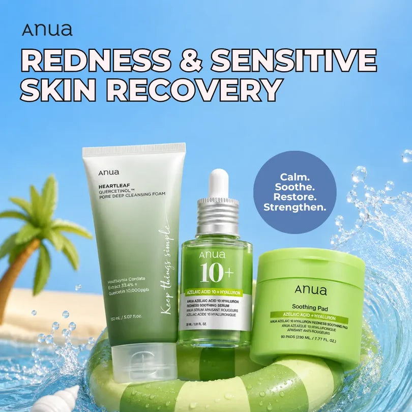 Anua Redness & Sensitive Skin Recovery Set – 3-Piece Korean Skincare Routine