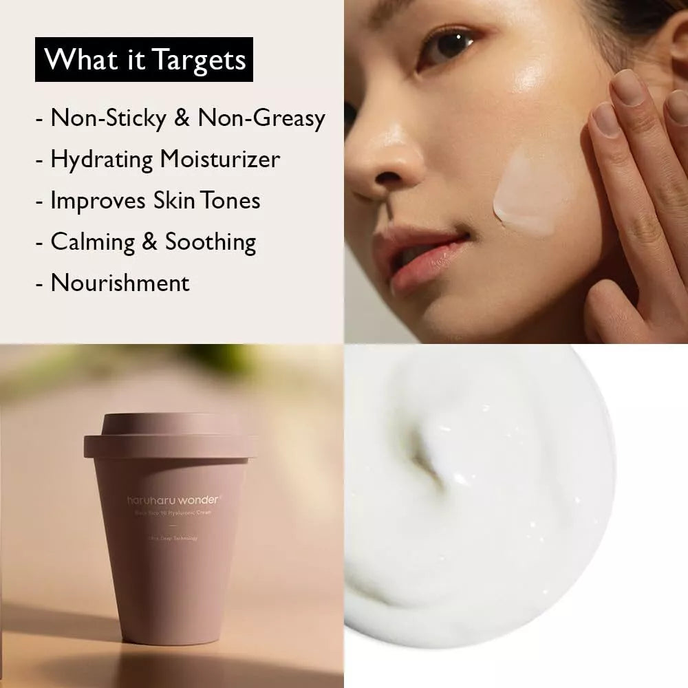 HARUHARU Wonder Black Rice 10 Hyaluronic Cream Face Moisturizer, 3.0 fl oz