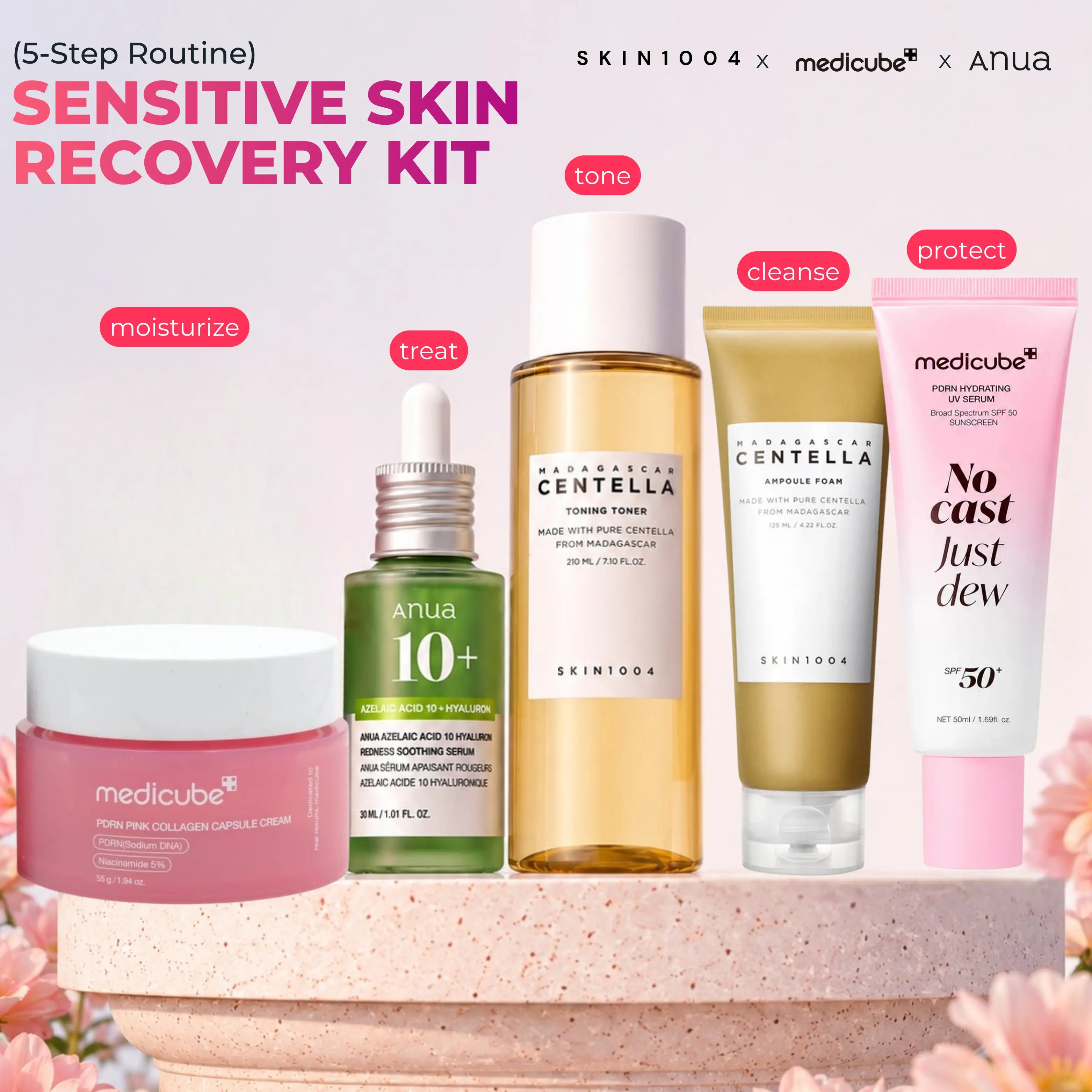 SKIN1004, Anua & Medicube Sensitive Skin Recovery Kit (5-Step Routine)